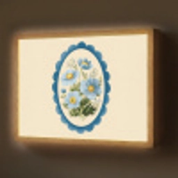 Lijst - Bloemen - Lichtblauw - Illustratie Light Box met batterij (Wandlamp) middel -z3d_website
