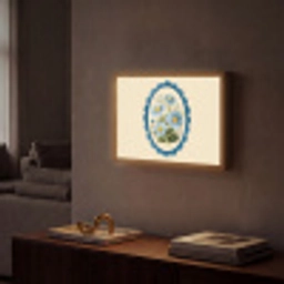 Lijst - Bloemen - Lichtblauw - Illustratie Light Box met batterij (Wandlamp) middel -sfeer1