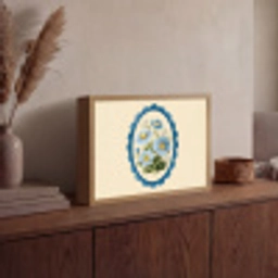 Lijst - Bloemen - Lichtblauw - Illustratie Light Box met batterij (Wandlamp) middel -sfeer2