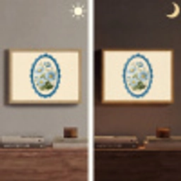 Lijst - Bloemen - Lichtblauw - Illustratie Light Box met batterij (Wandlamp) middel -sfeer3