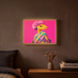 Hagedis - Bloemen - Roze - Kimono Light Box met batterij (Wandlamp) middel -sfeer4