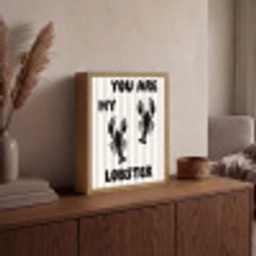 Lobster - Beige - Minimalistisch Light Box met batterij (Wandlamp) middel -sfeer2