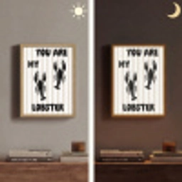 Lobster - Beige - Minimalistisch Light Box met batterij (Wandlamp) middel -sfeer3