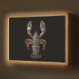 Kreeft - Zwart - Bloemenpatroon - Artistiek Light Box met batterij (Wandlamp) middel -z3d_website