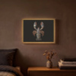 Kreeft - Zwart - Bloemenpatroon - Artistiek Light Box met batterij (Wandlamp) middel -sfeer4