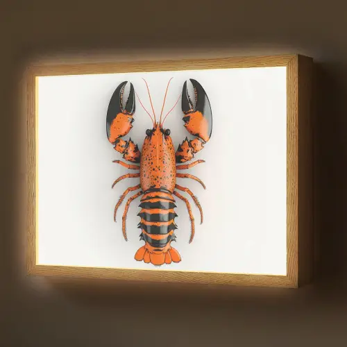 Kreeft - Zwart - Oranje - Wit - Uniek Light Box met batterij (Wandlamp) middel -z3d_website