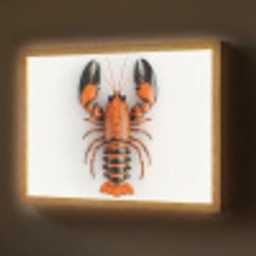 Kreeft - Zwart - Oranje - Wit - Uniek Light Box met batterij (Wandlamp) middel -z3d_website