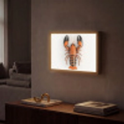 Kreeft - Zwart - Oranje - Wit - Uniek Light Box met batterij (Wandlamp) middel -sfeer1