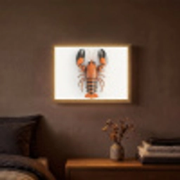Kreeft - Zwart - Oranje - Wit - Uniek Light Box met batterij (Wandlamp) middel -sfeer4