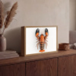 Kreeft - Zwart - Oranje - Wit - Uniek Light Box met batterij (Wandlamp) middel -sfeer2