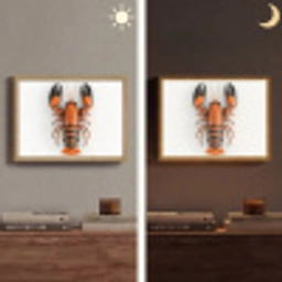 Kreeft - Zwart - Oranje - Wit - Uniek Light Box met batterij (Wandlamp) middel -sfeer3