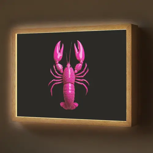 Kreeft - Felroze - Stippen - Opvallend Light Box met batterij (Wandlamp) middel -z3d_website