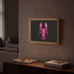 Kreeft - Felroze - Stippen - Opvallend Light Box met batterij (Wandlamp) middel -sfeer1