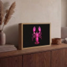 Kreeft - Felroze - Stippen - Opvallend Light Box met batterij (Wandlamp) middel -sfeer2