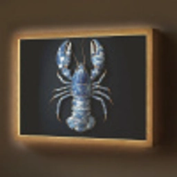 Kreeft - Delftsblauw - Schild - Stoer Light Box met batterij (Wandlamp) middel -z3d_website