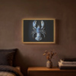 Kreeft - Delftsblauw - Schild - Stoer Light Box met batterij (Wandlamp) middel -sfeer4