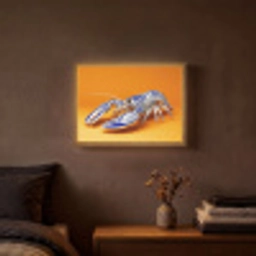Kreeft - Delftsblauw - Schild - Stoer - Oranje Light Box met batterij (Wandlamp) middel -sfeer4