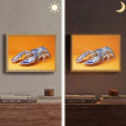 Kreeft - Delftsblauw - Schild - Stoer - Oranje Light Box met batterij (Wandlamp) middel -sfeer3