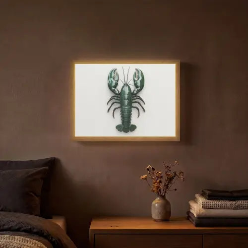 Kreeft - Glossier - Groen - Wit Light Box met batterij (Wandlamp) middel -sfeer4