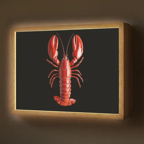 Kreeft - Glossier Rood - Zwart Light Box met batterij (Wandlamp) middel -z3d_website