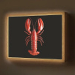 Kreeft - Glossier Rood - Zwart Light Box met batterij (Wandlamp) middel -z3d_website