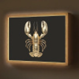 Kreeft - Goud - Textuur - Zwart Light Box met batterij (Wandlamp) middel -z3d_website