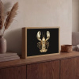 Kreeft - Goud - Textuur - Zwart Light Box met batterij (Wandlamp) middel -sfeer2