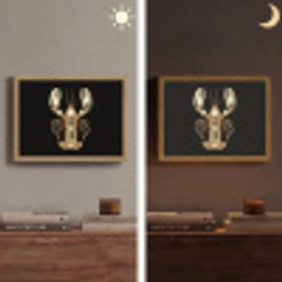 Kreeft - Goud - Textuur - Zwart Light Box met batterij (Wandlamp) middel -sfeer3