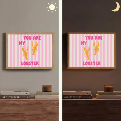 Lobster - Love - Valentijn Light Box met batterij (Wandlamp) middel -sfeer3