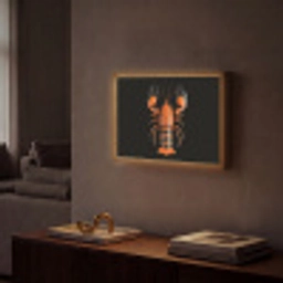 Kreeft - Oranje - Zwart - Modern Light Box met batterij (Wandlamp) middel -sfeer1