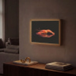Kreeft - Oranje - Zwart - Opvallend Light Box met batterij (Wandlamp) middel -sfeer1