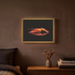Kreeft - Oranje - Zwart - Opvallend Light Box met batterij (Wandlamp) middel -sfeer4