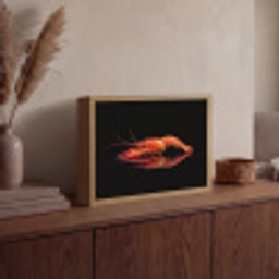 Kreeft - Oranje - Zwart - Opvallend Light Box met batterij (Wandlamp) middel -sfeer2