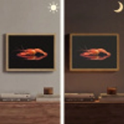 Kreeft - Oranje - Zwart - Opvallend Light Box met batterij (Wandlamp) middel -sfeer3