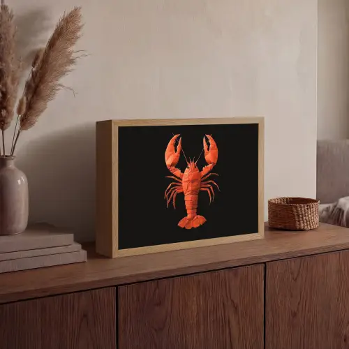 Kreeft - Papier - Origami papier - Rood Light Box met batterij (Wandlamp) middel -sfeer2