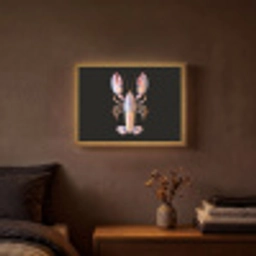 Kreeft - Roze - Zacht - Zwart Light Box met batterij (Wandlamp) middel -sfeer4