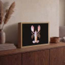 Kreeft - Roze - Zacht - Zwart Light Box met batterij (Wandlamp) middel -sfeer2