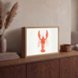 Kreeft - Waterverf - Aquarel - Oranje Light Box met batterij (Wandlamp) middel -sfeer2