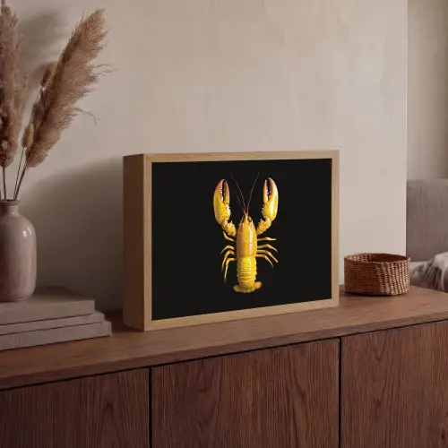 Kreeft - Geel - Stippen - Effen Light Box met batterij (Wandlamp) middel -sfeer2