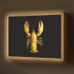 Kreeft - Geel - Stippen - Effen Light Box met batterij (Wandlamp) middel -z3d_website