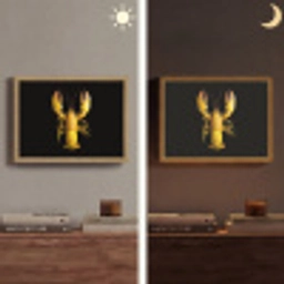 Kreeft - Geel - Stippen - Effen Light Box met batterij (Wandlamp) middel -sfeer3