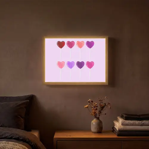 Lolly - Hart - Roze - Snoep Light Box met batterij (Wandlamp) middel -sfeer4