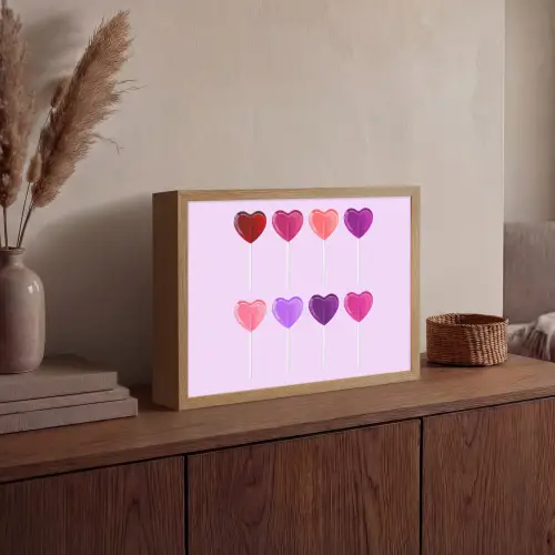 Lolly - Hart - Roze - Snoep Light Box met batterij (Wandlamp) middel -sfeer2