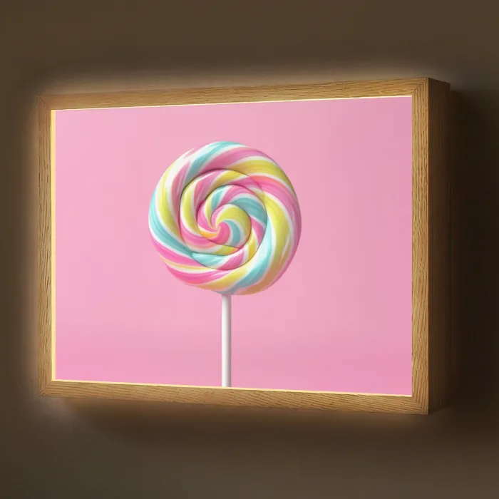 Lolly - Roze - Snoep - Zoet Light Box met batterij (Wandlamp) middel -z3d_website