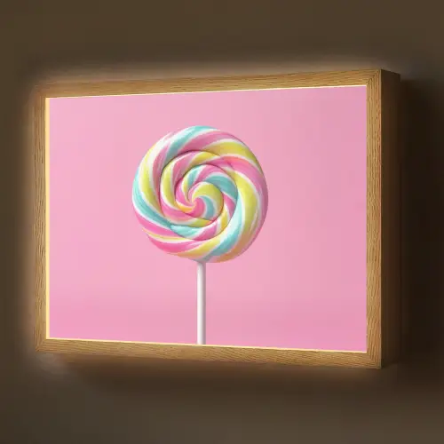 Lolly - Roze - Snoep - Zoet Light Box met batterij (Wandlamp) middel -z3d_website