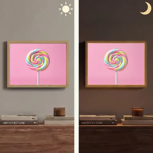 Lolly - Roze - Snoep - Zoet Light Box met batterij (Wandlamp) middel -sfeer3