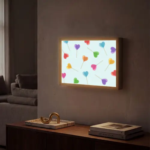 Lolly - Regenboog - Snoep Light Box met batterij (Wandlamp) middel -sfeer1