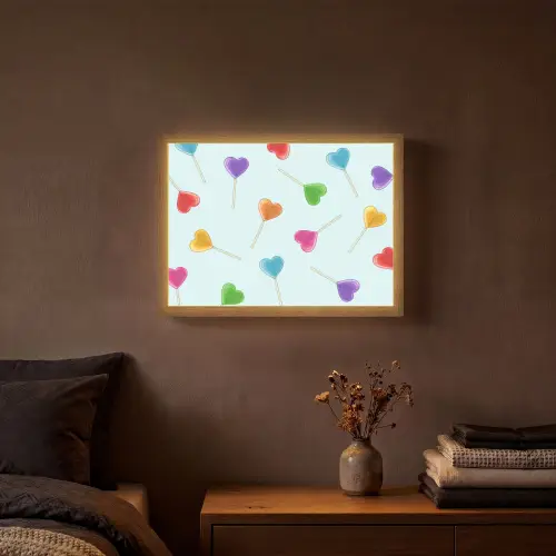 Lolly - Regenboog - Snoep Light Box met batterij (Wandlamp) middel -sfeer4