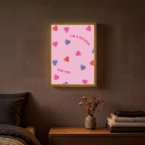 Lolly - Valentijn - Illustratie - Snoep Light Box met batterij (Wandlamp) middel -sfeer4
