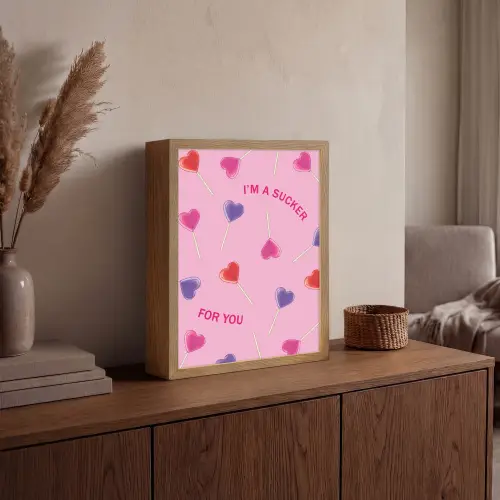Lolly - Valentijn - Illustratie - Snoep Light Box met batterij (Wandlamp) middel -sfeer2